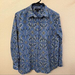 Lands’ End Long Sleeve Paisley Pattern Blouse Size 8 Petite